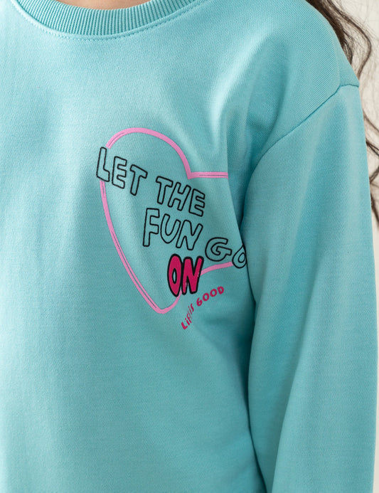 LET THE FUN GO ON PRINTED SWEATSHIRT