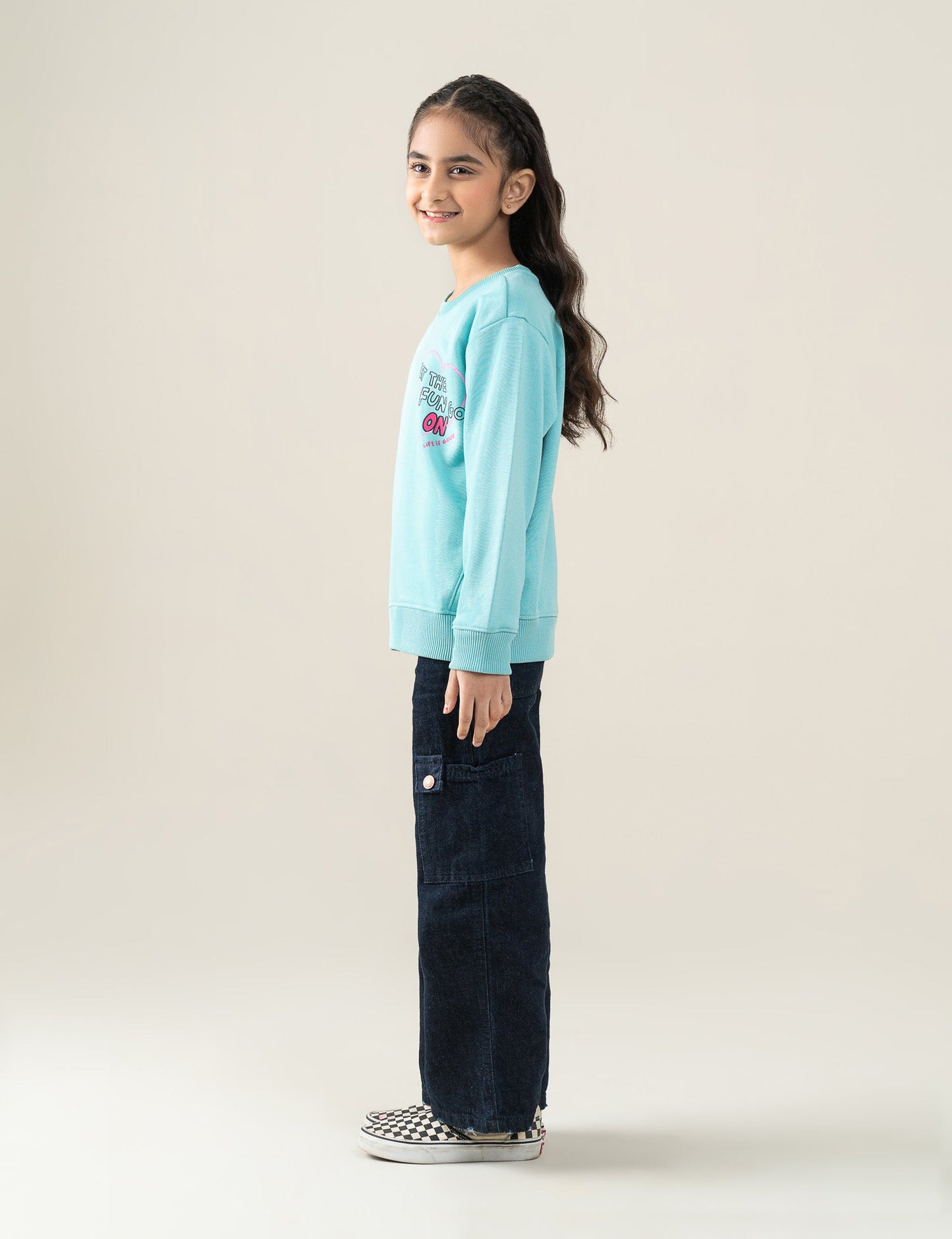 LET THE FUN GO ON PRINTED SWEATSHIRT