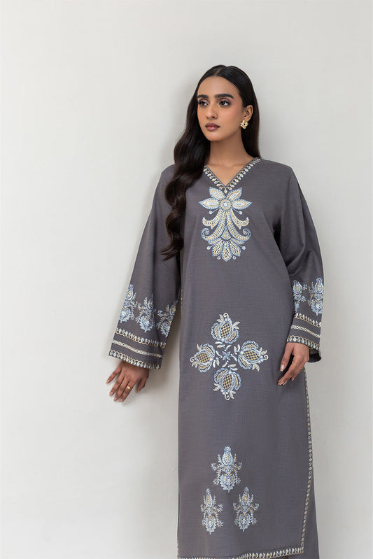 2 PIECE EMBROIDERED SLUB KHADDAR SUIT (PRET)