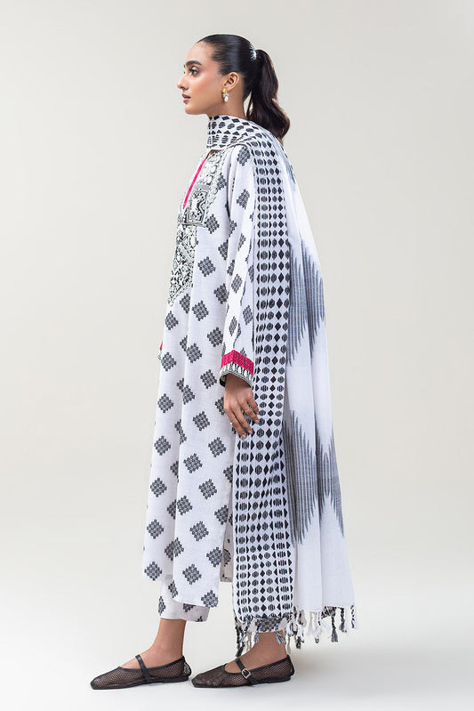 3 PIECE EMBROIDERED KHADDAR JACQUARD SUIT (PRET)