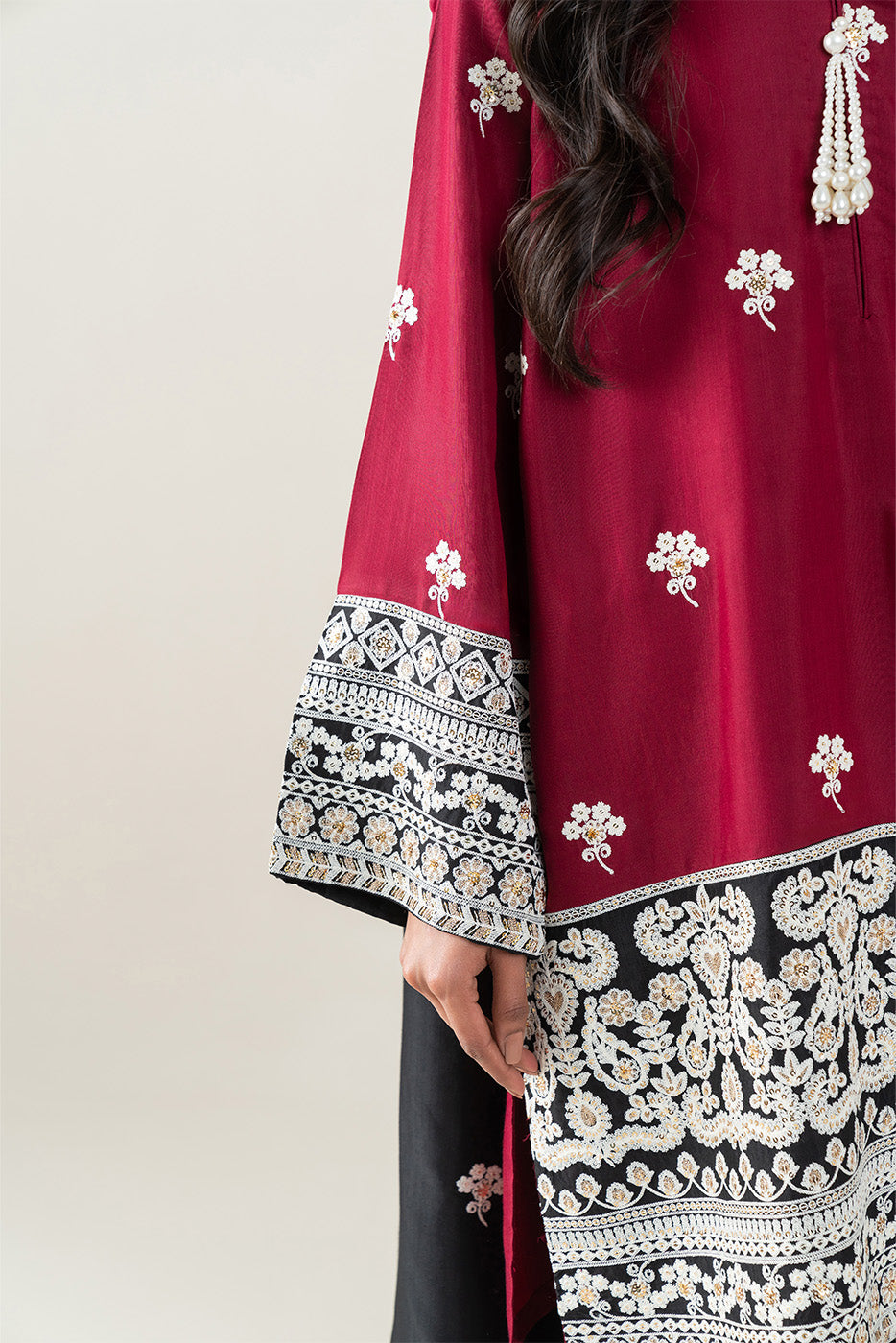 3 PIECE EMBROIDERED RAW SILK SUIT (LUXURY-PRET)