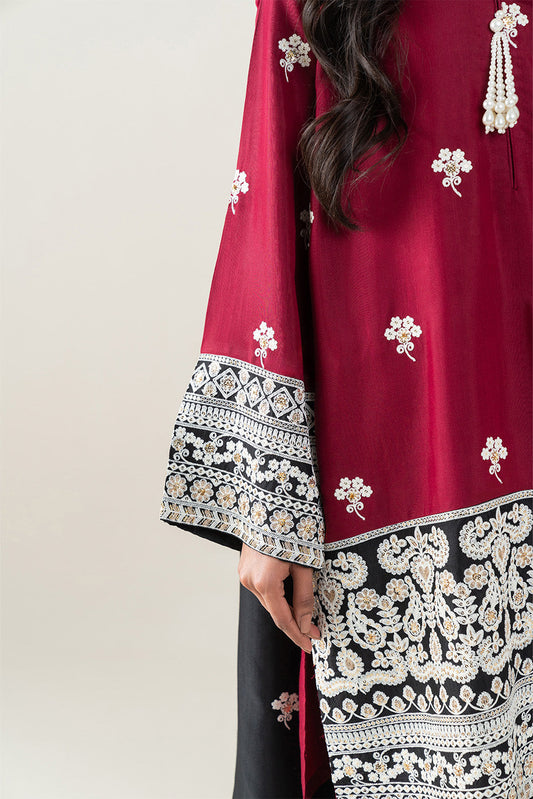 3 PIECE EMBROIDERED RAW SILK SUIT (LUXURY-PRET)