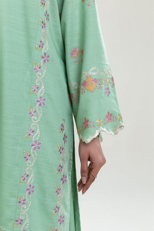 2 PIECE EMBROIDERED SLUB KHADDAR SUIT (PRET)