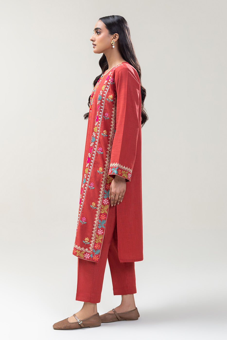 2 PIECE EMBROIDERED TWO WAY SLUB SUIT (PRET)