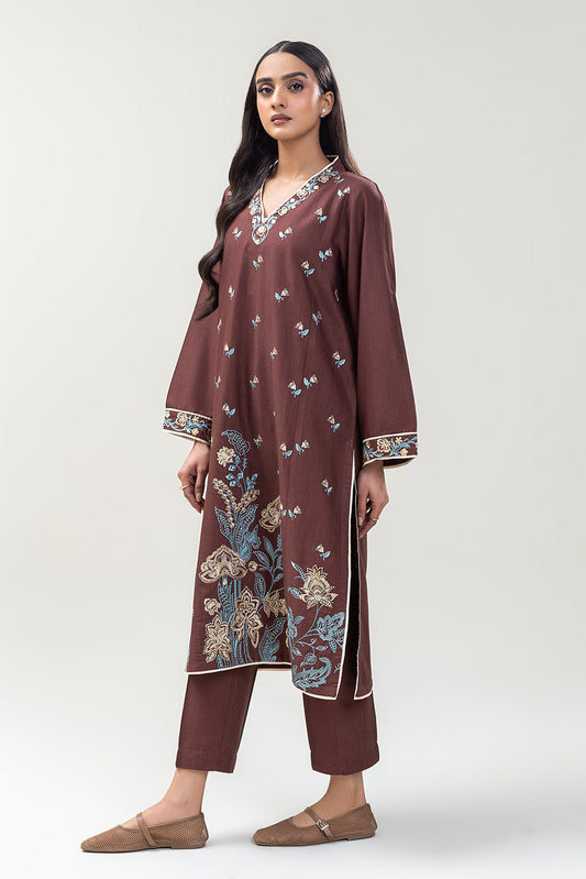 2 PIECE EMBROIDERED SLUB KHADDAR SUIT (PRET)